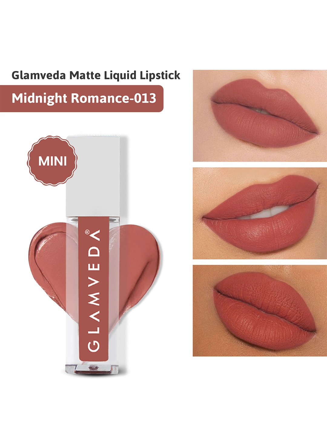 

GLAMVEDA Always On Matte Smudge-Proof Mini Liquid Lipstick 1.2ml - Midnight Romance 013, Brown