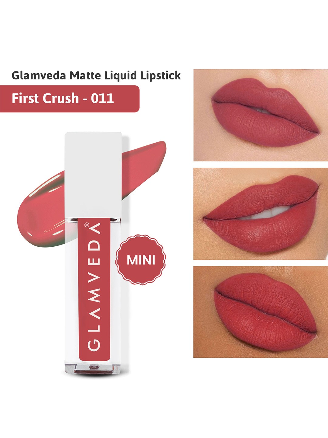 

GLAMVEDA Always On Matte Smudge-Proof SPF15 Mini Liquid Lipstick 1.2ml - First Crush 011, Pink