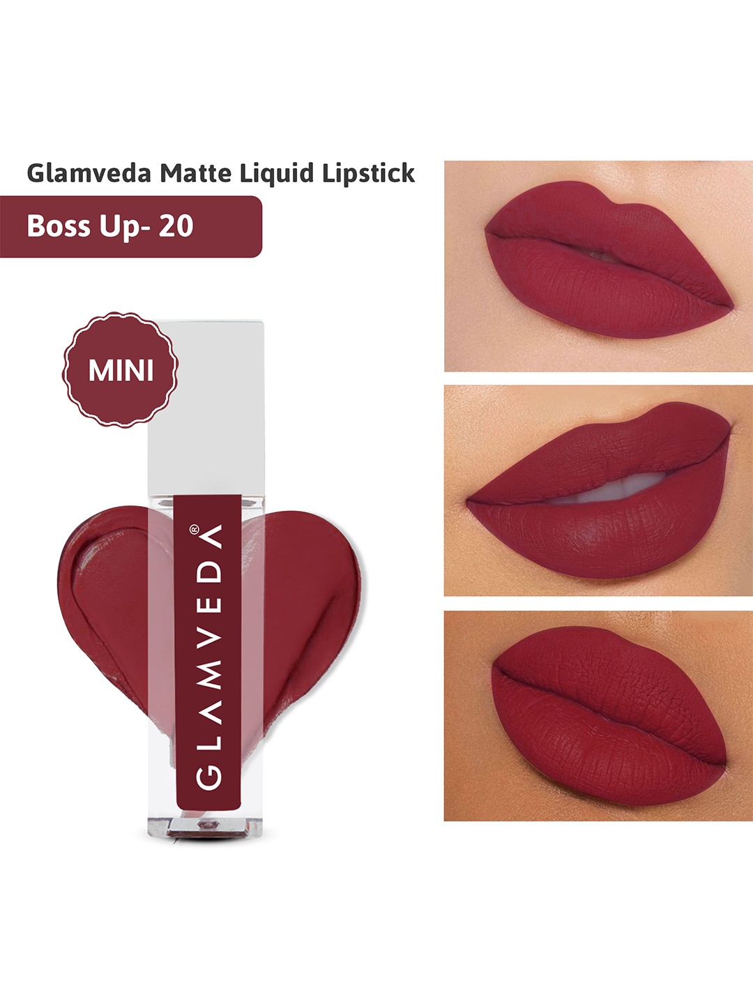 

GLAMVEDA Always On Matte Smudge-Proof SPF15 Mini Liquid Lipstick 1.2ml - Boss Up 020, Red