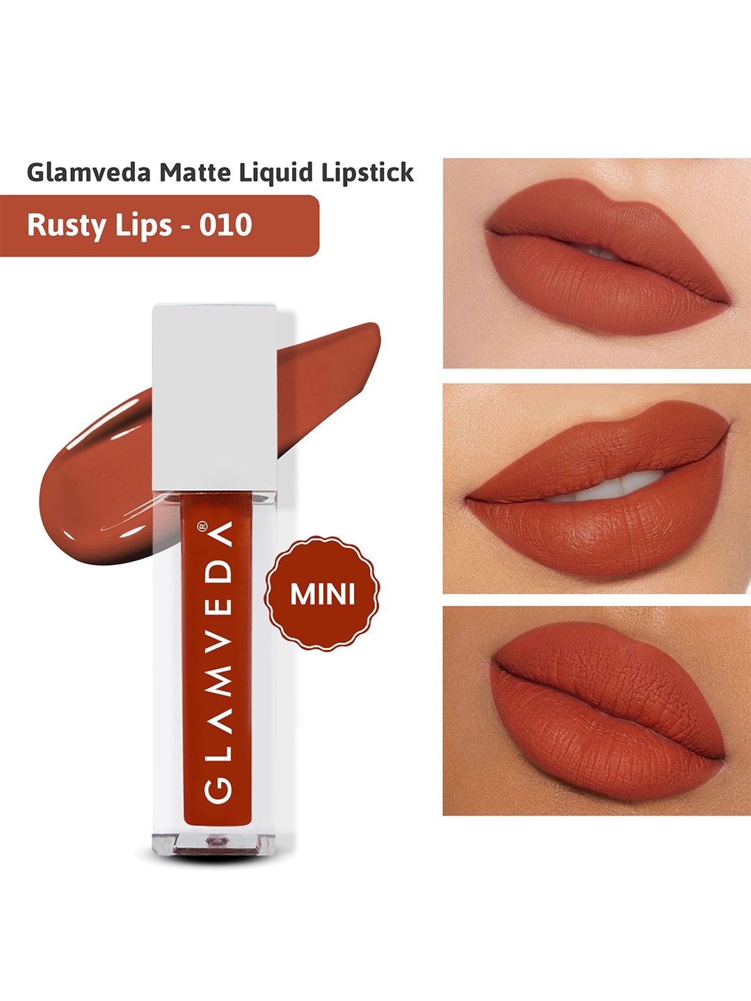 

GLAMVEDA Always On Matte Smudge-Proof SPF15 Mini Liquid Lipstick 1.2ml - Rusty Lips 010, Brown