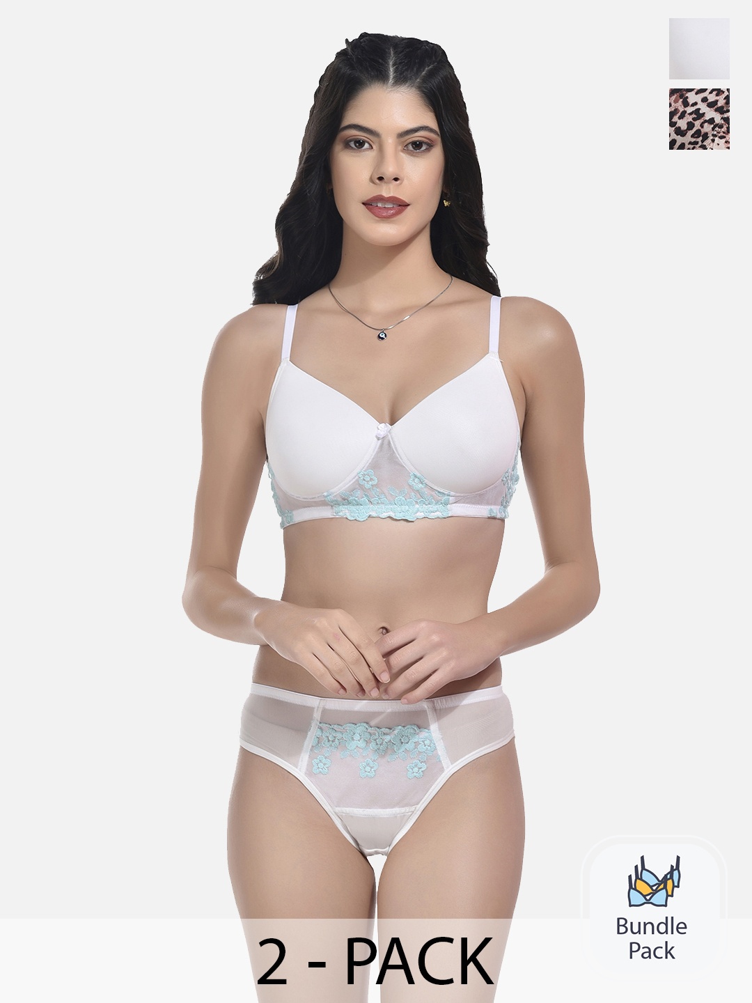 

StyFun Pack Of 2 Self-designed Padded Lingerie Set, White