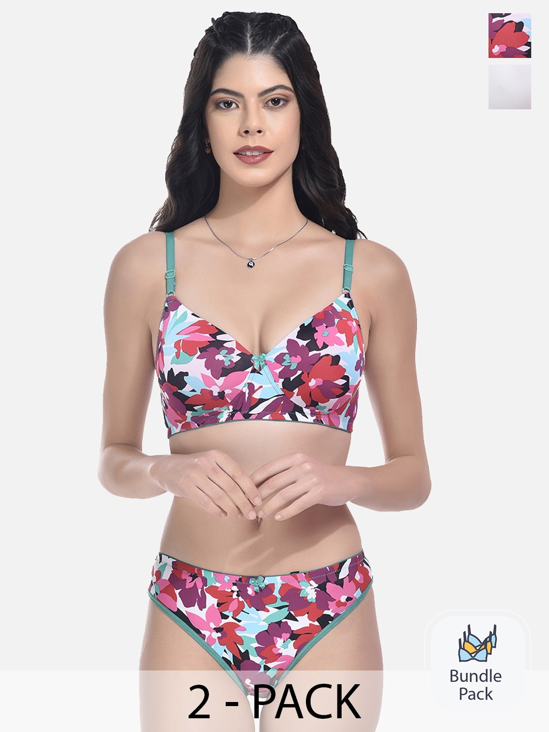 

StyFun Pack Of 2 Lightly Padded Lingerie Set, Blue