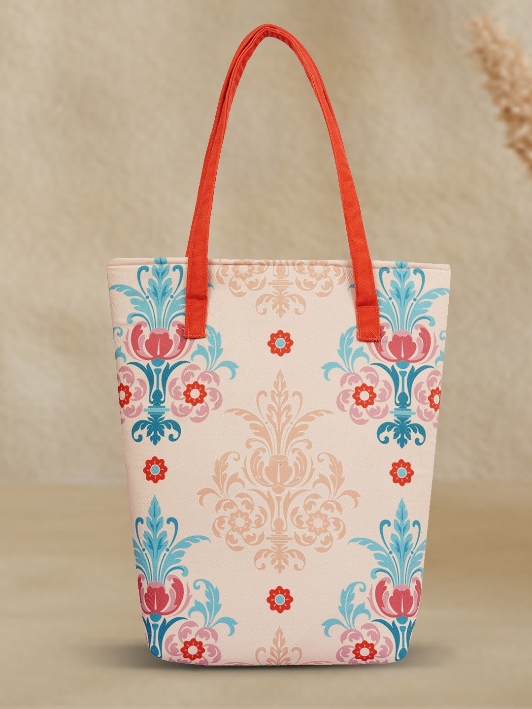 

Sangria Ethnic Motifs Printed Tote Bag, Peach