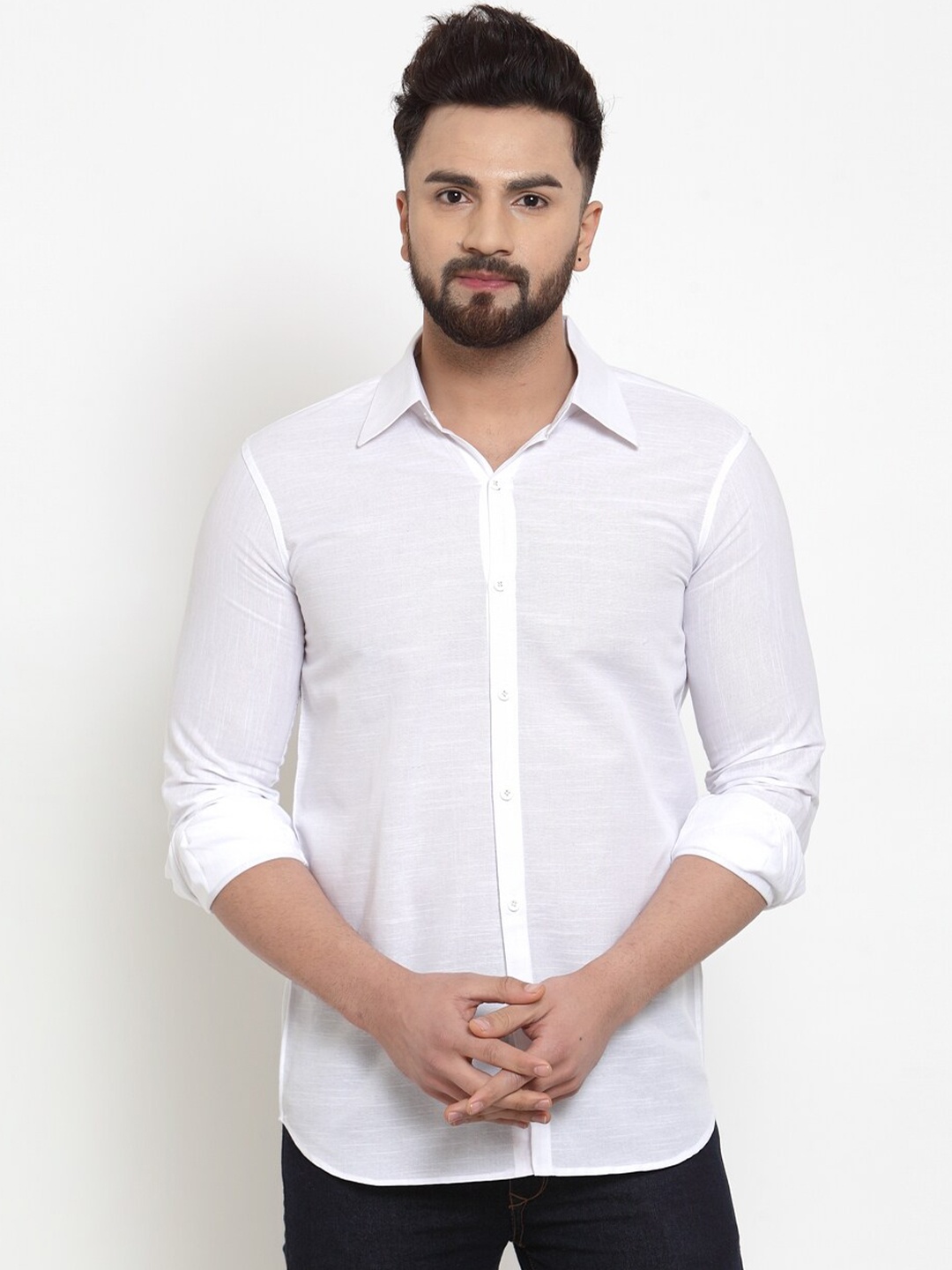 

HANUMNTRA Comfort Opaque Casual Shirt, White
