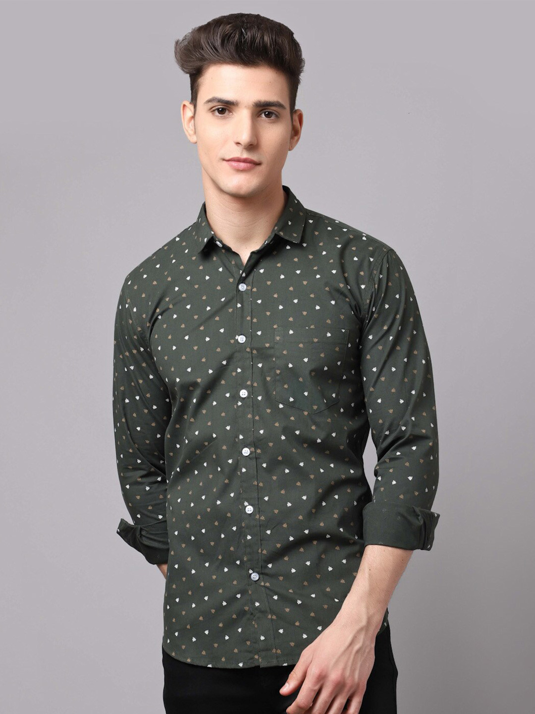 

HANUMNTRA Micro Ditsy Printed Comfort Regular Fit Opaque Casual Shirt, Grey