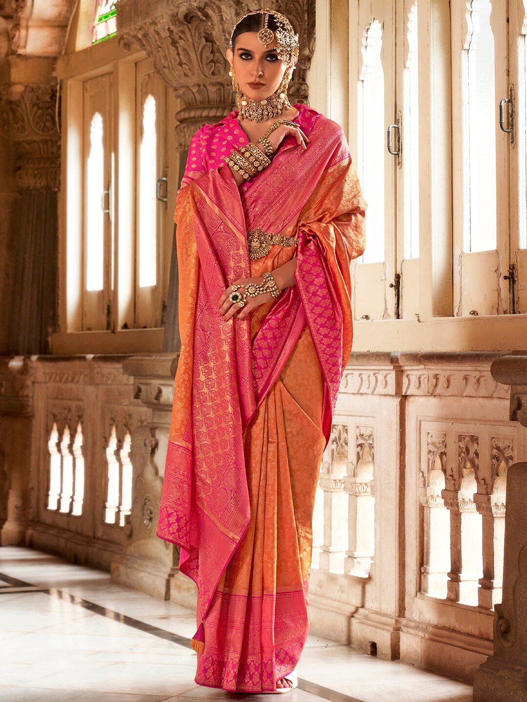 

Anouk Woven Design Zari Banarasi Saree, Orange