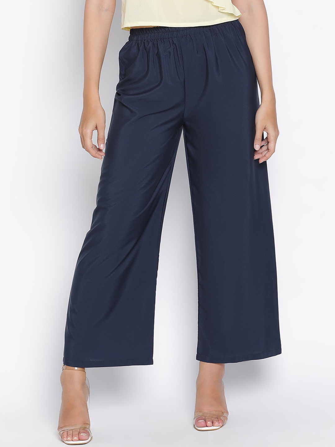 

DRAAX Fashions Women Relaxed Flared Trousers, Blue