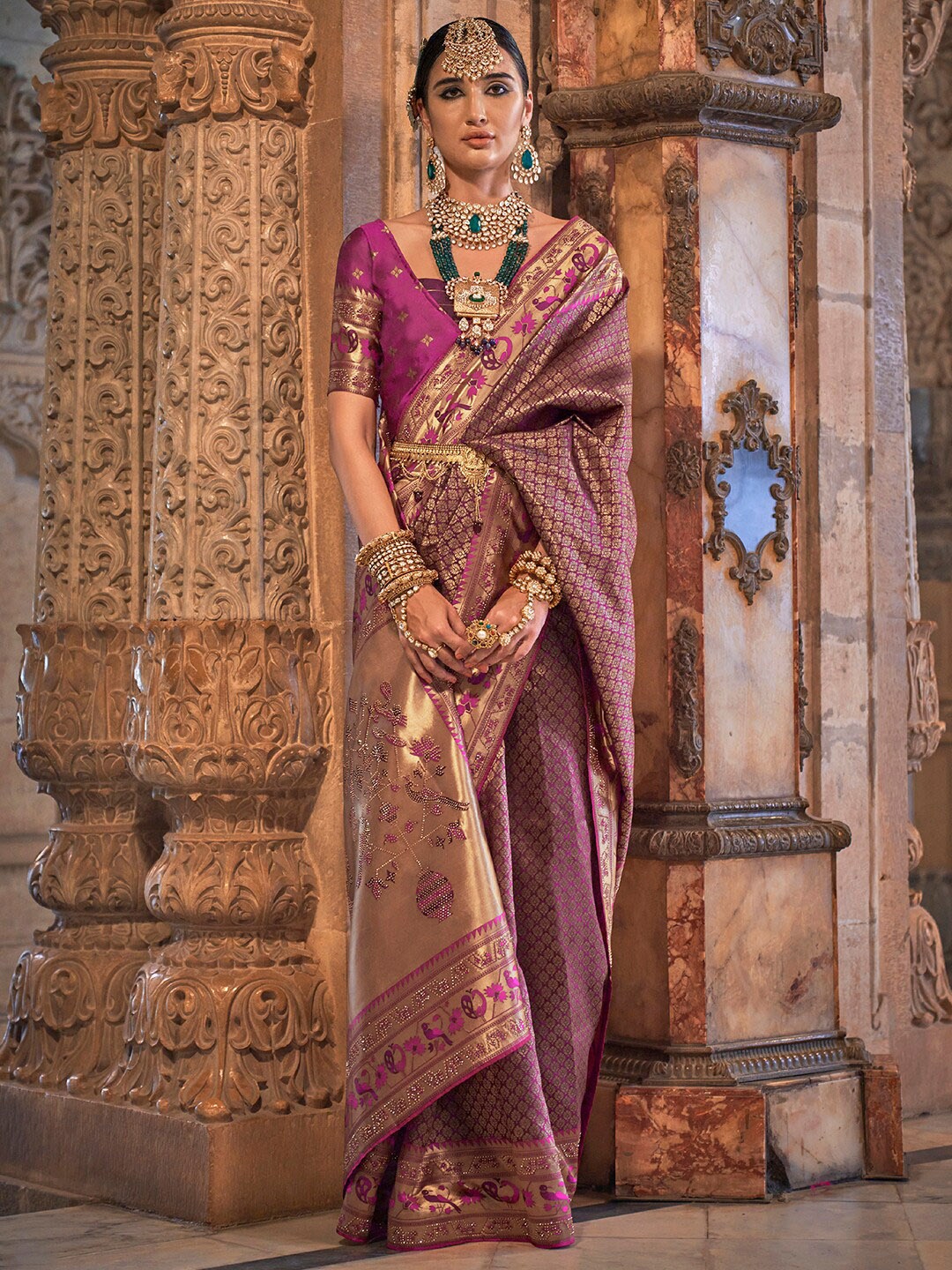 

Anouk Woven Design Zari Banarasi Saree, Purple