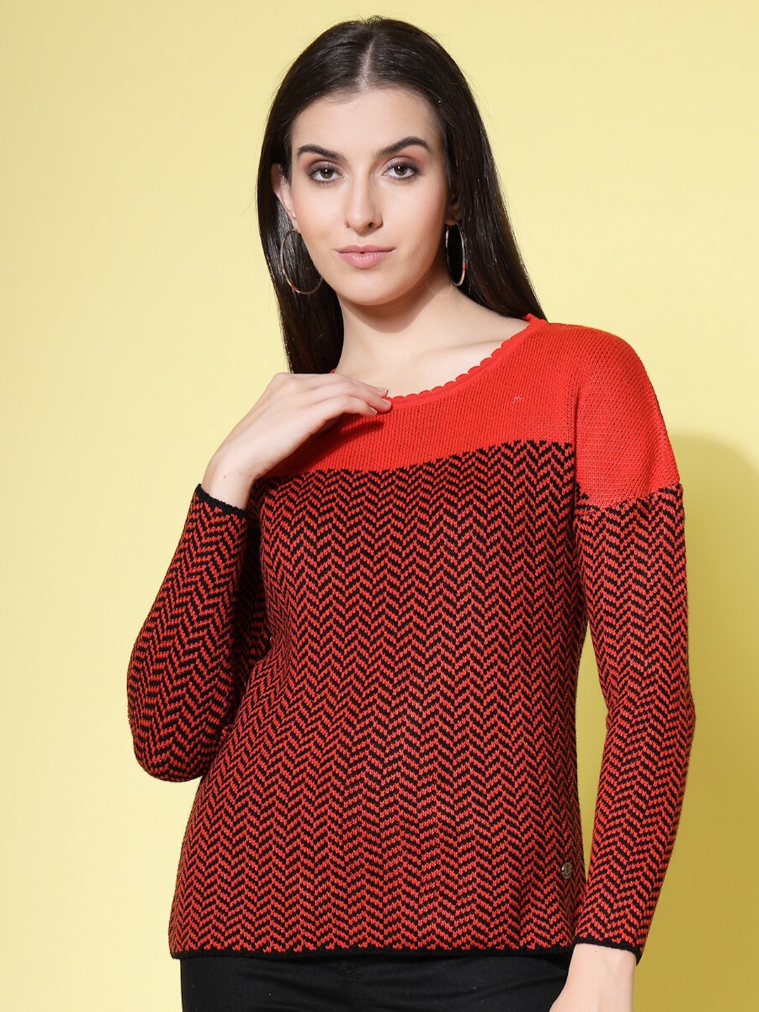 

Wool Trees Colourblocked Acrylic Sweater, Black