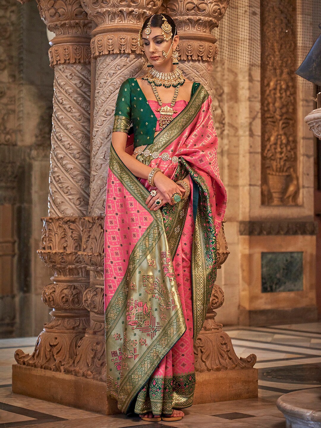 

Anouk Wwoven Design Zari Banarasi Saree, Pink