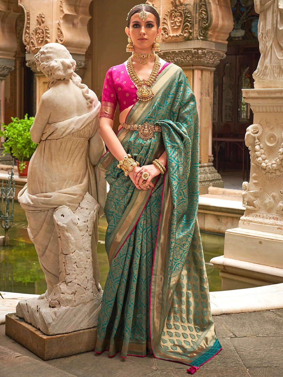 

Anouk Woven Design Zari Banarasi Saree, Blue