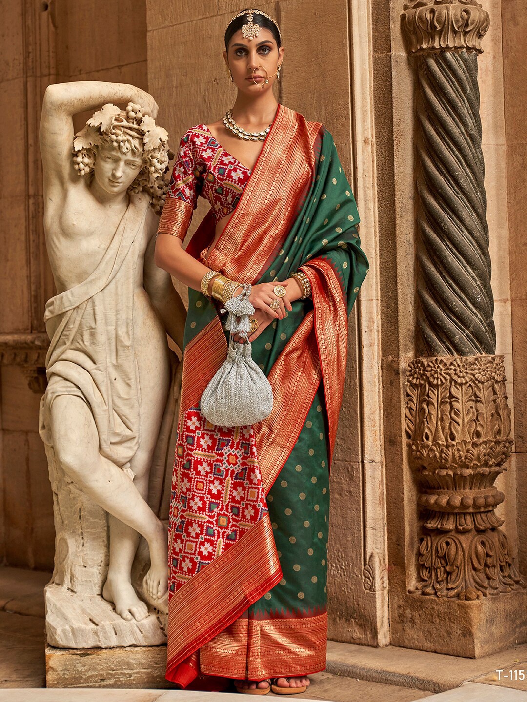 

Anouk Woven Design Zari Banarasi Saree, Green