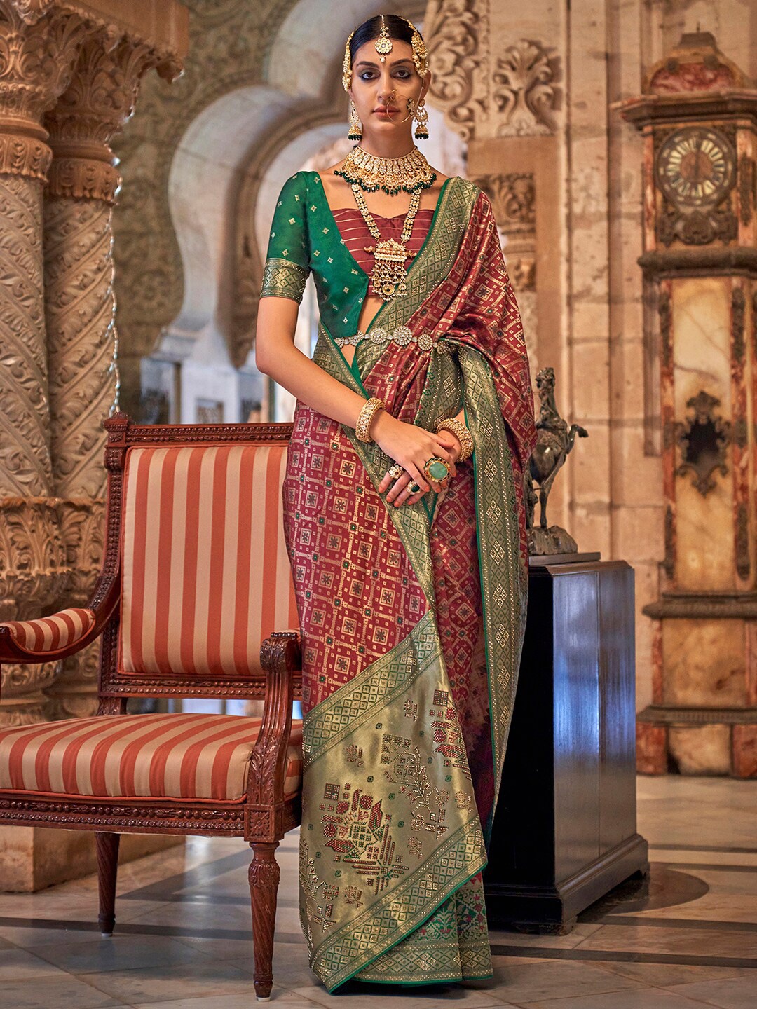

Anouk Woven Design Zari Banarasi Saree, Maroon