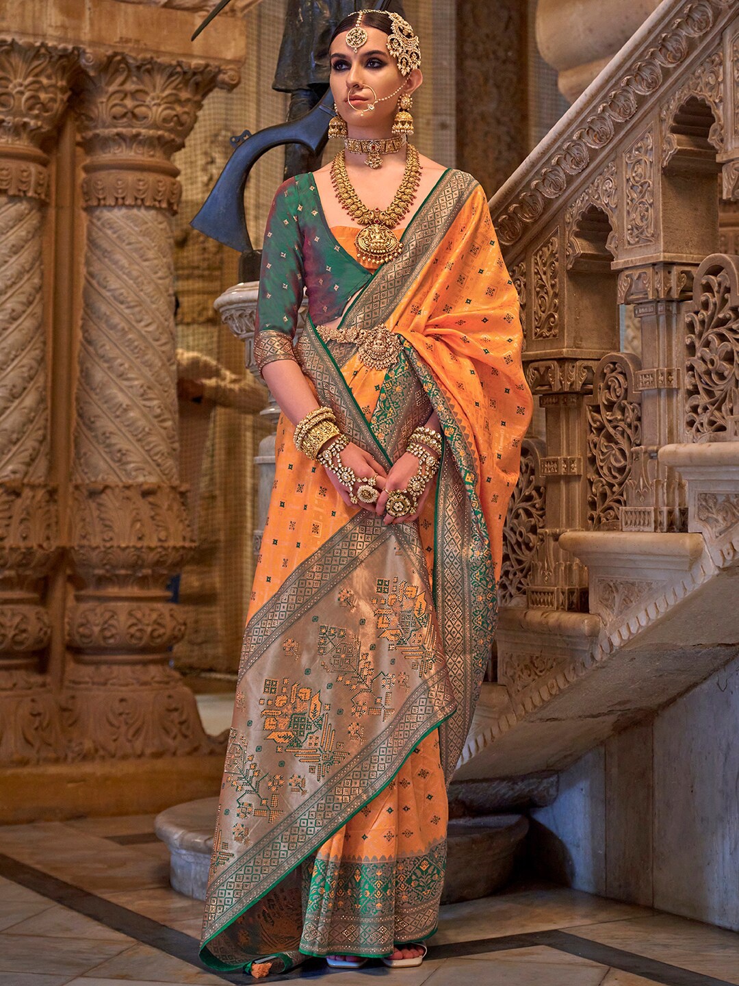 

Anouk Woven Design Zari Banarasi Saree, Mustard