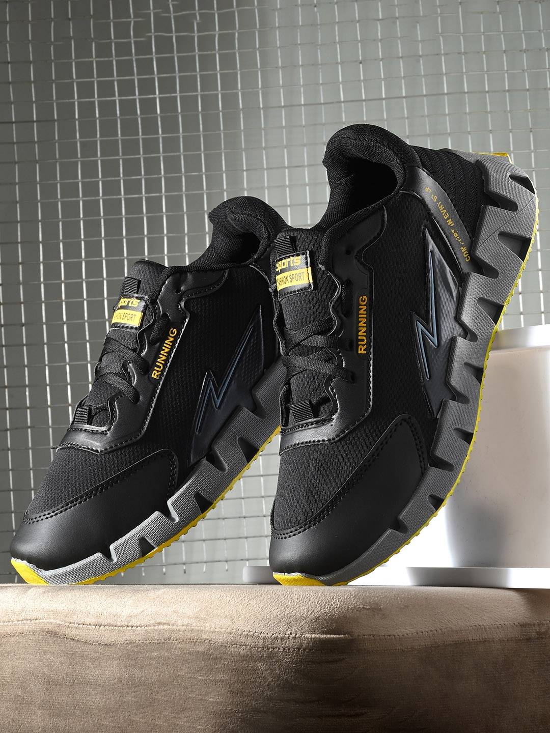 

BIRDE Men Walking Non-Marking Premium Sports Shoes, Black