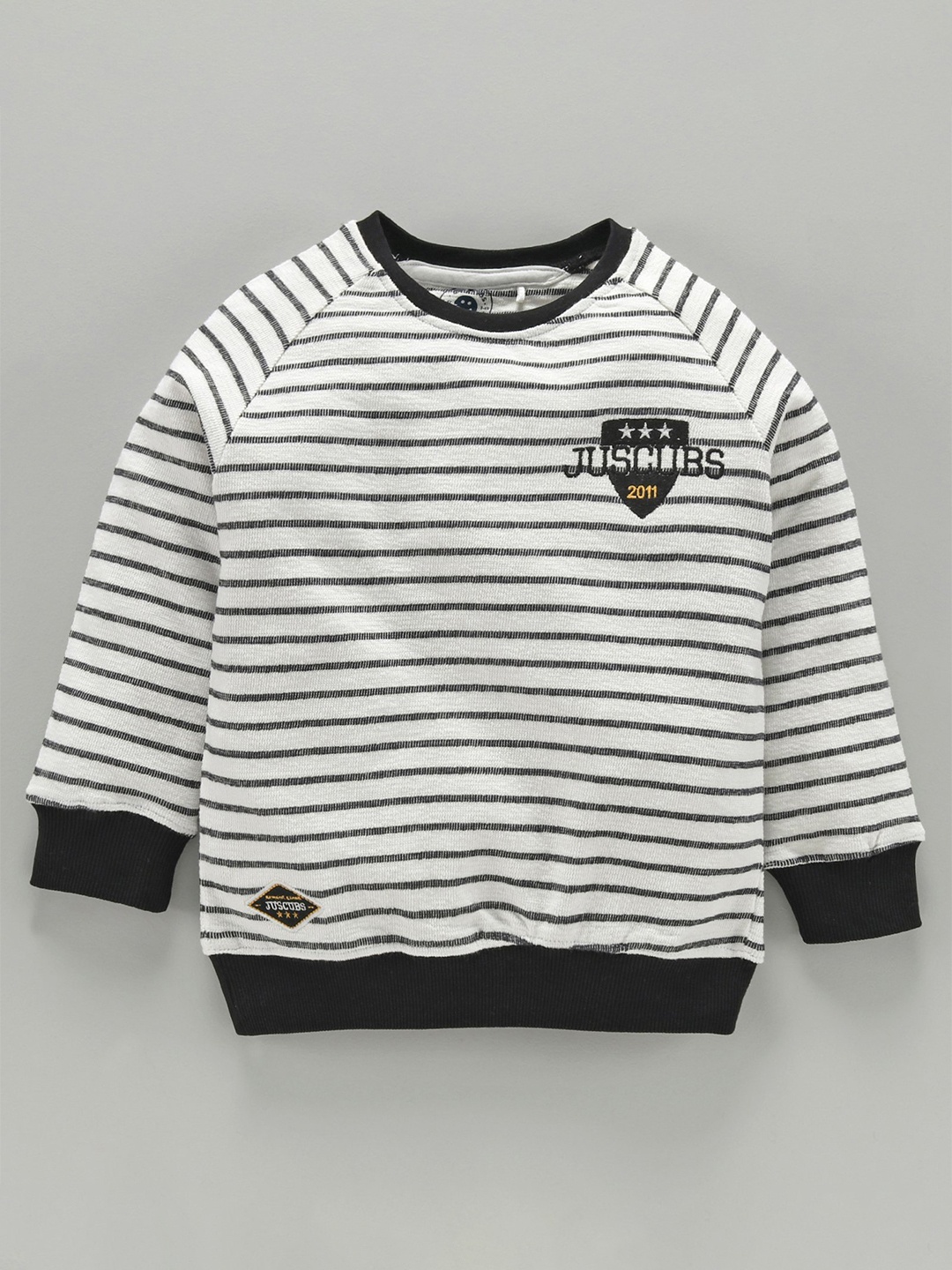 

JusCubs Boys Striped Raglan Sleeve Cotton Pullover, White