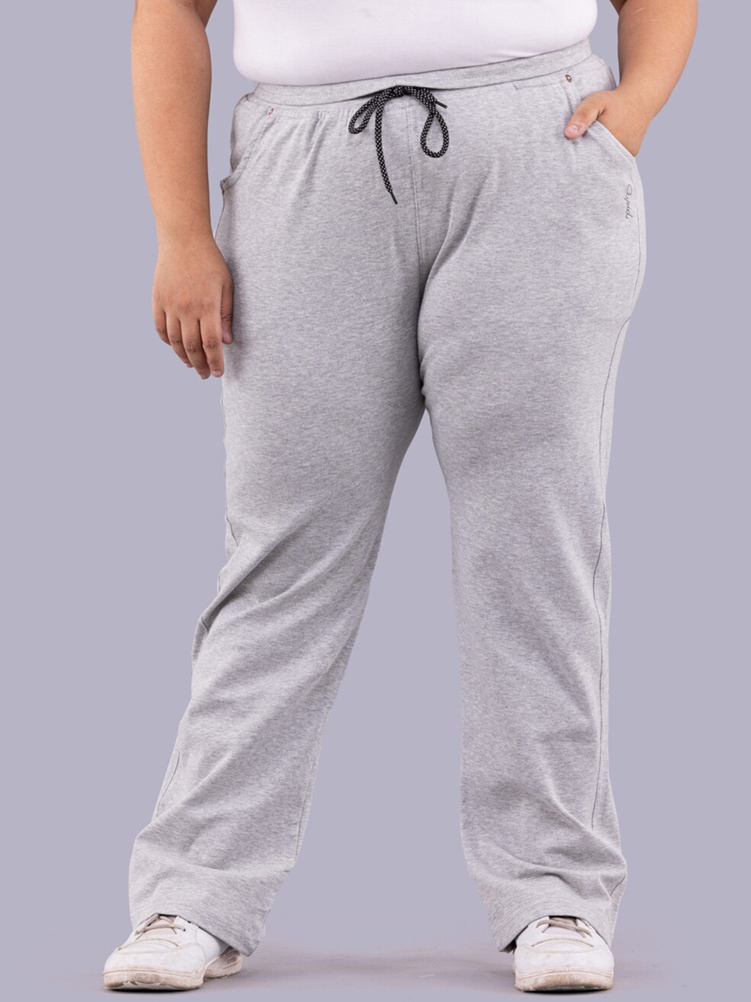 

CUPID Women Plus Size Mid-Rise Straight-Fit Track Pant, Grey