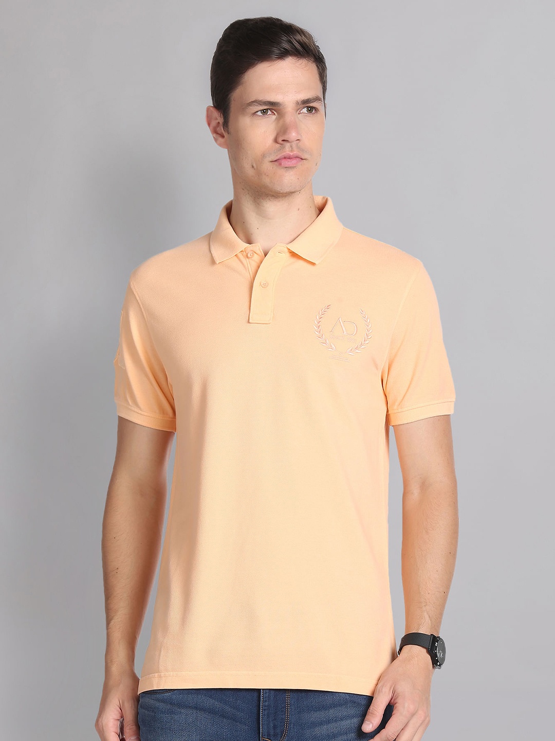 

AD By Arvind Polo Collar Pure Cotton Slim Fit T-shirt, Orange