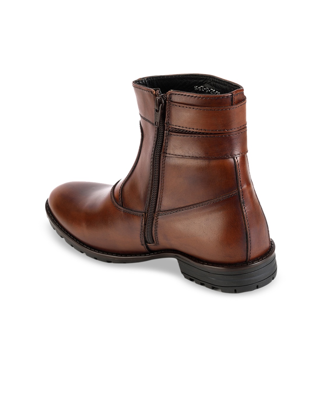 

LEFORE Men Leather Mid-Top Platform Boots, Brown