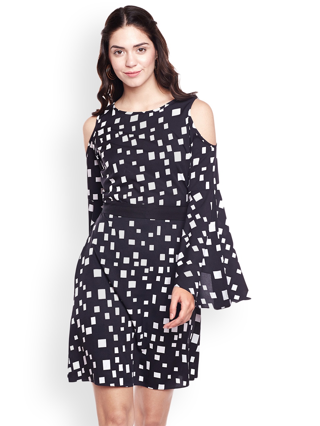 

Athena Women Black Printed A-Line Dress