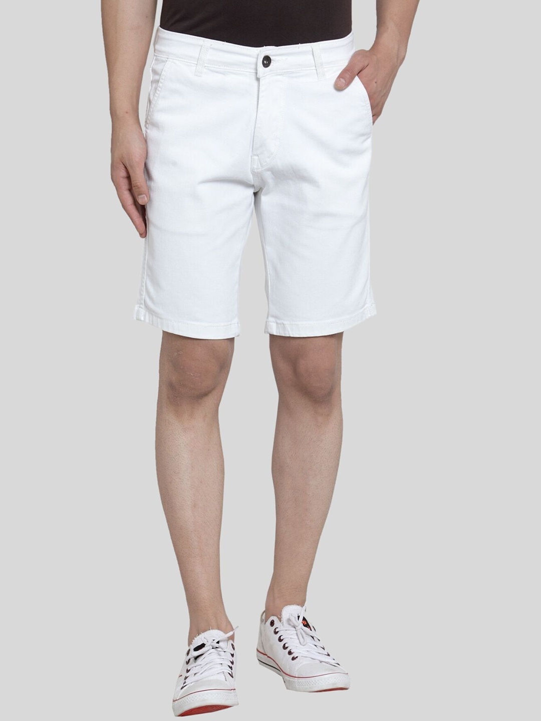 

Ben Martin Men Mid-Rise Denim Chino Shorts, White