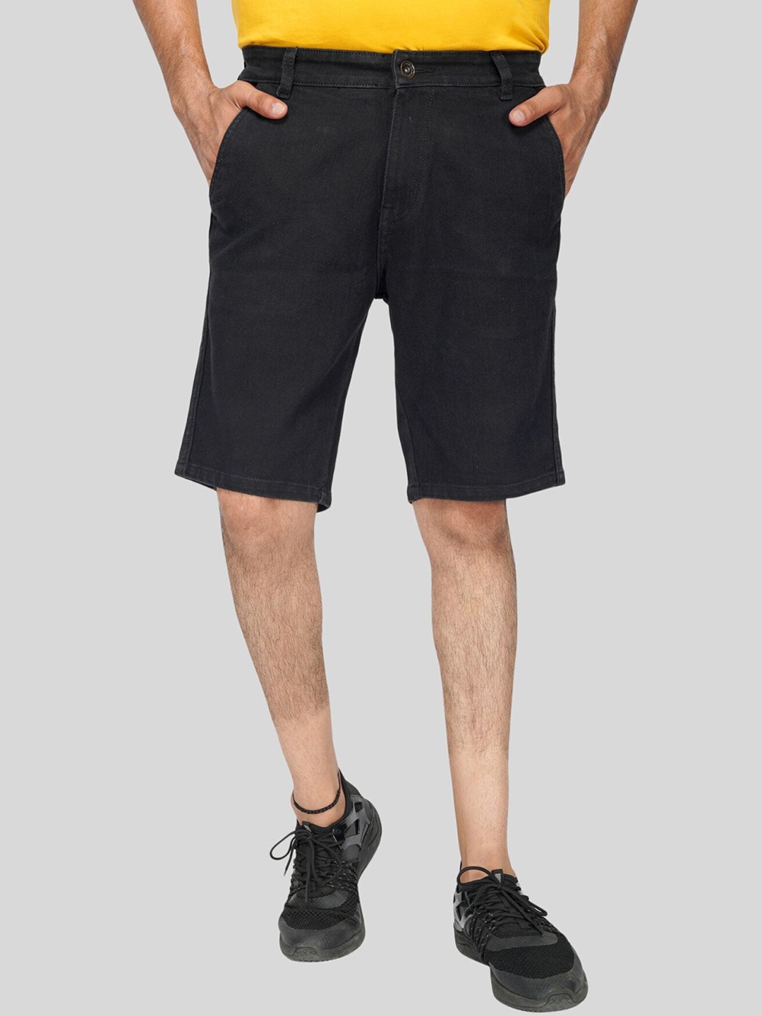 

Ben Martin Men Mid-Rise Denim Shorts, Black
