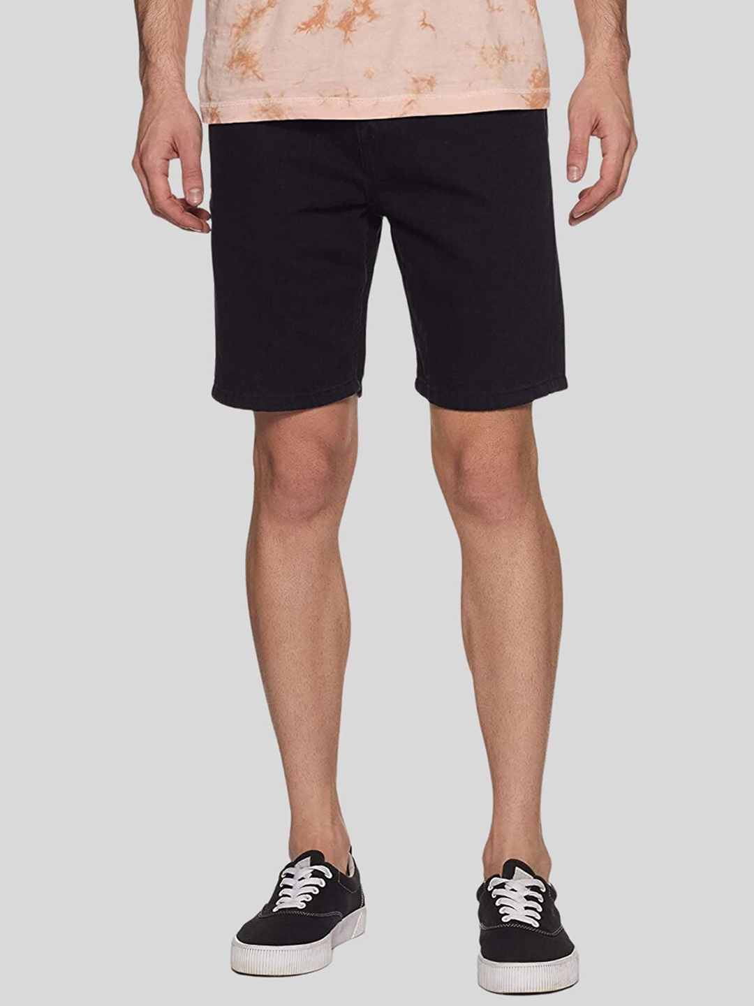 

Ben Martin Men Mid-Rise Denim Shorts, Black