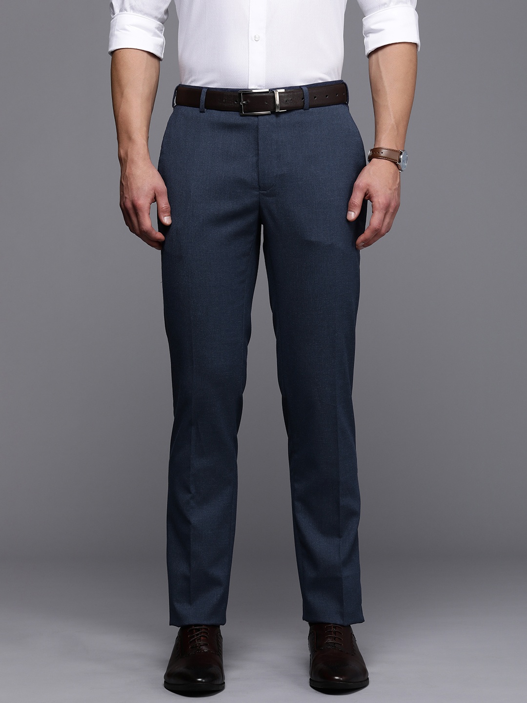 

Raymond Men Solid Slim Fit Formal Trouser, Blue