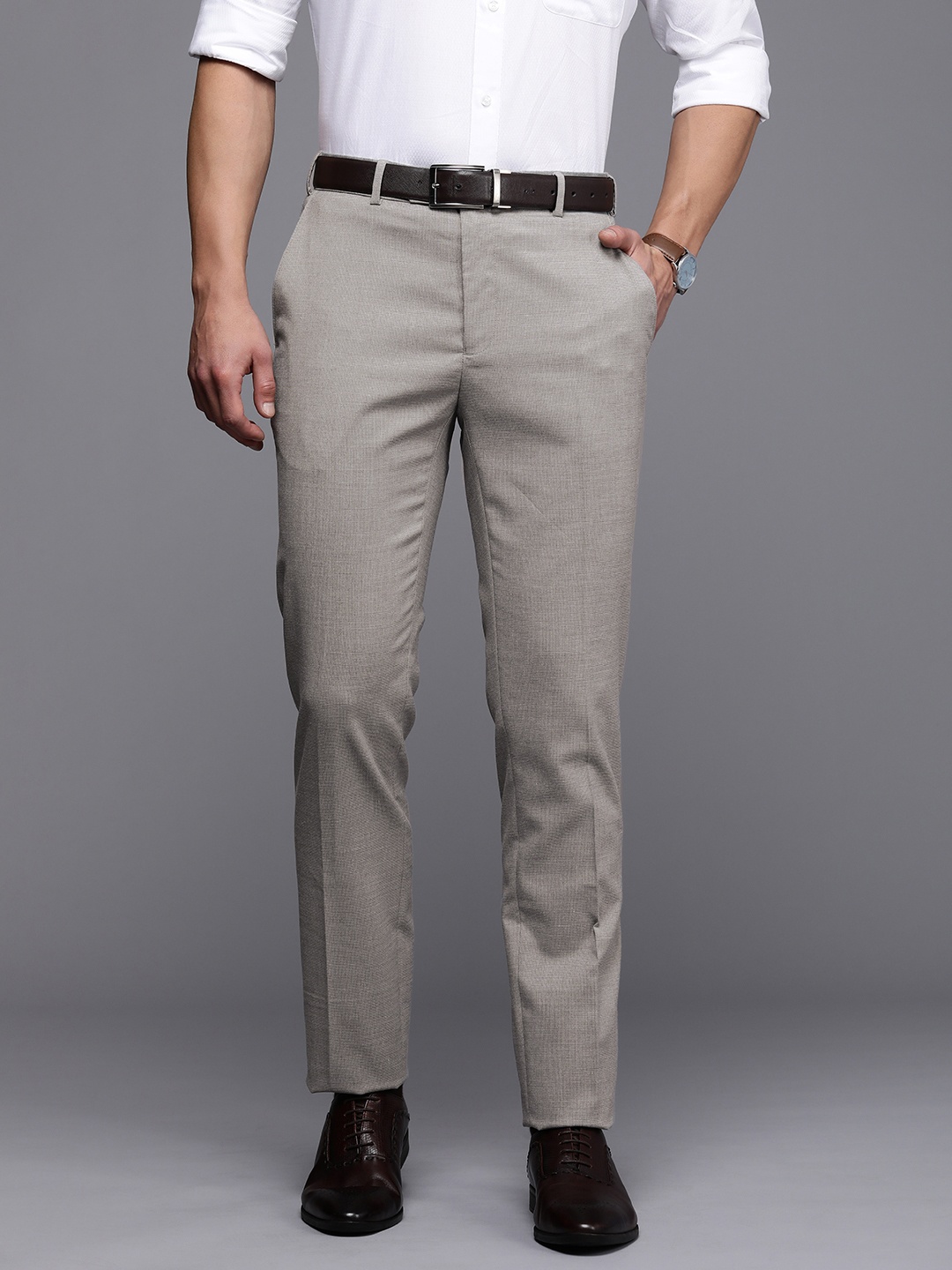 

Raymond Men Slim Fit Formal Trousers, Grey