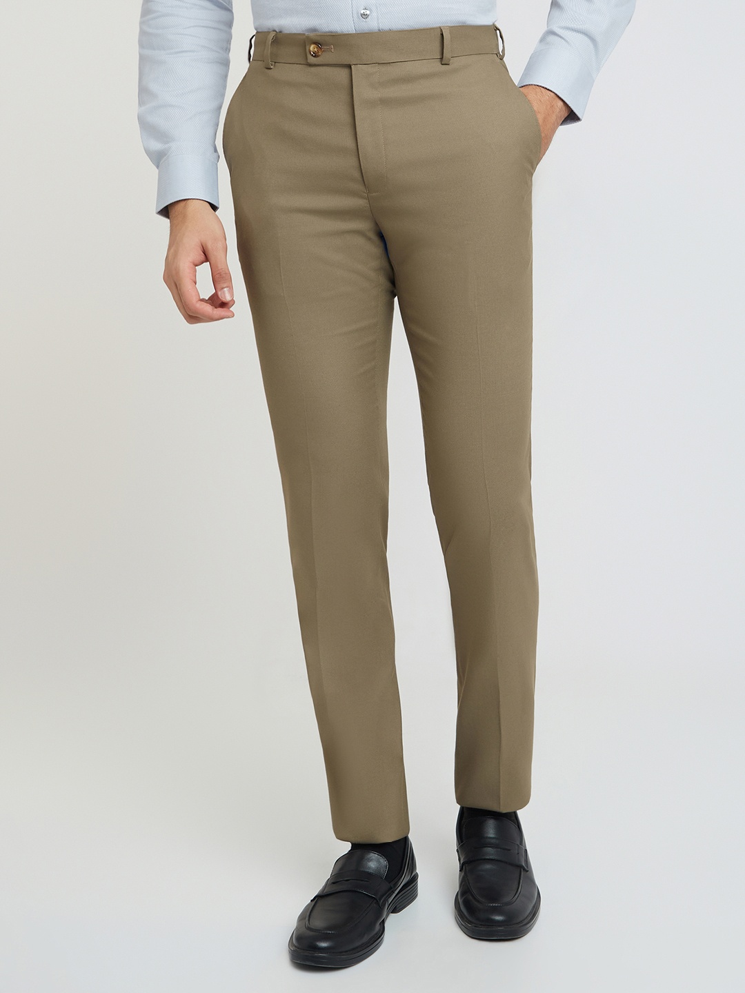 

Raymond Men Mid-Rise Slim Fit Trousers, Beige