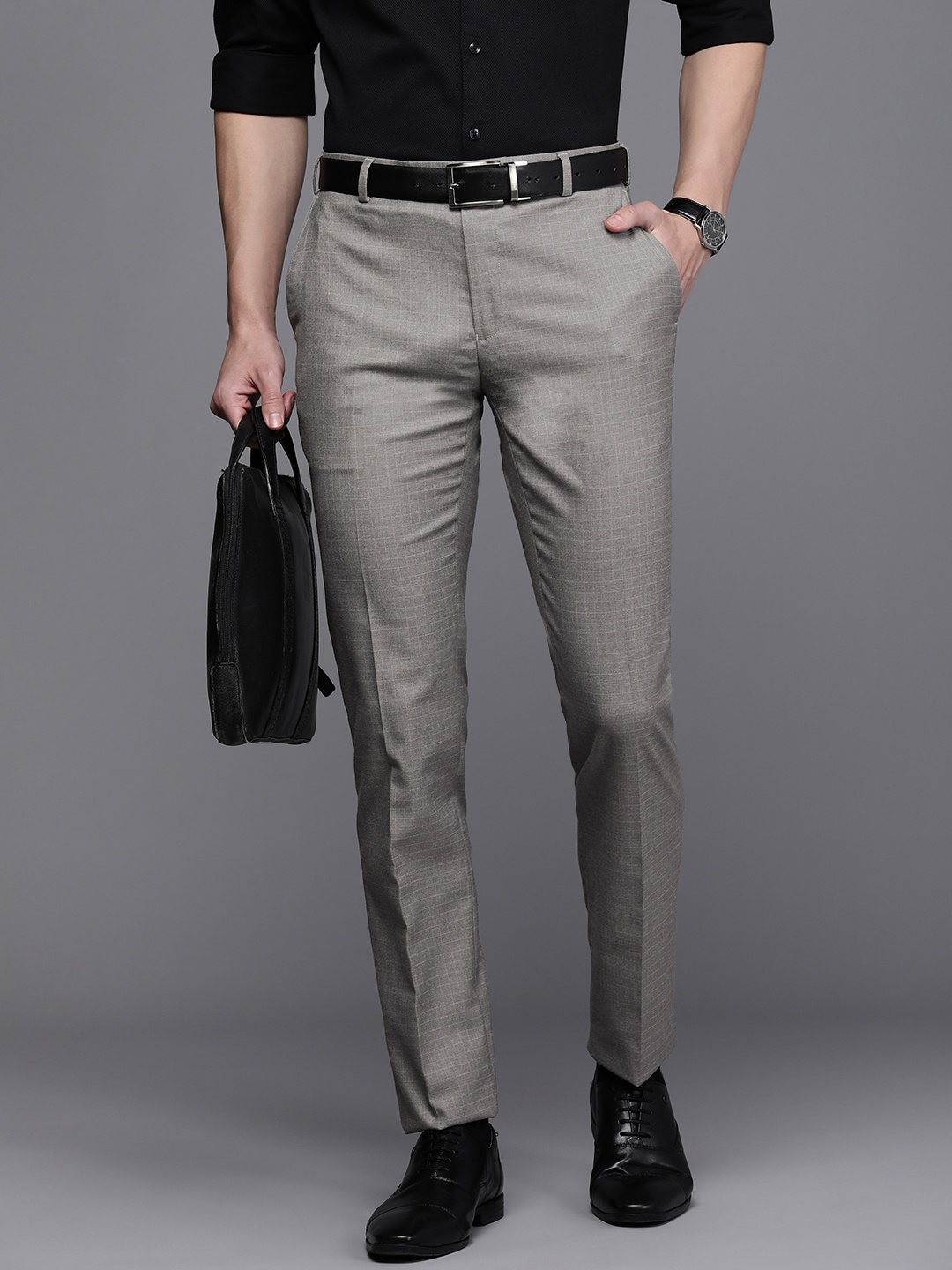 

Raymond Men Slim Fit Formal Trousers, Grey