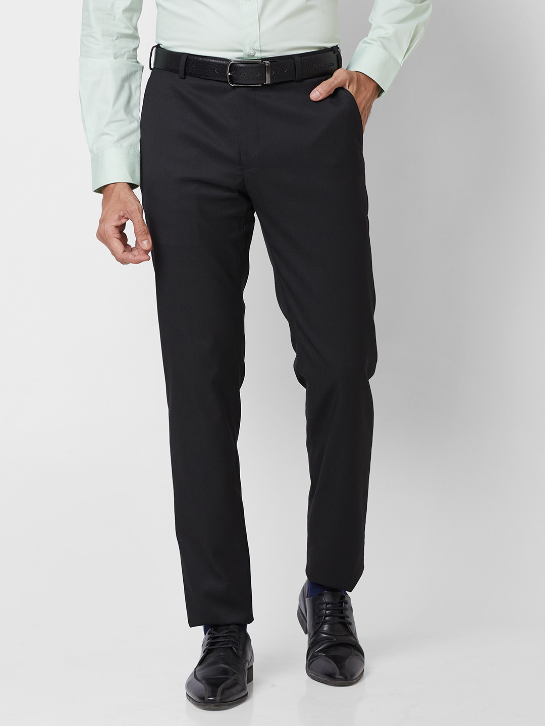 

Raymond Men Slim Fit Formal Trousers, Black