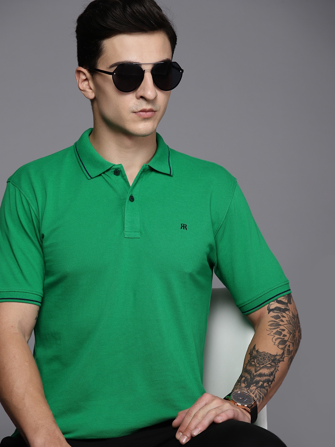

Raymond Polo Collar Pure Cotton T-shirt, Green