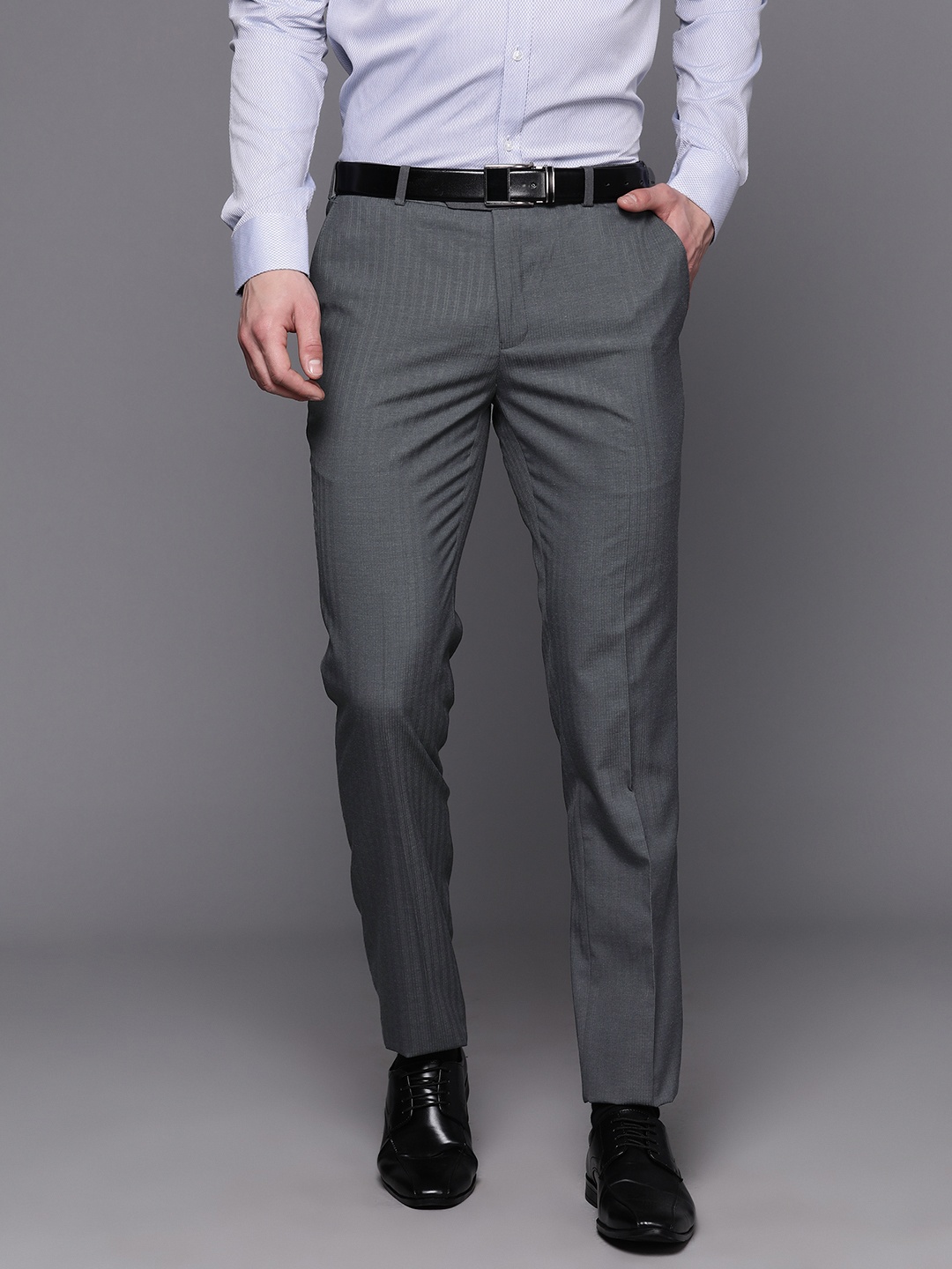 

Raymond Men Slim Fit Formal Trousers, Grey