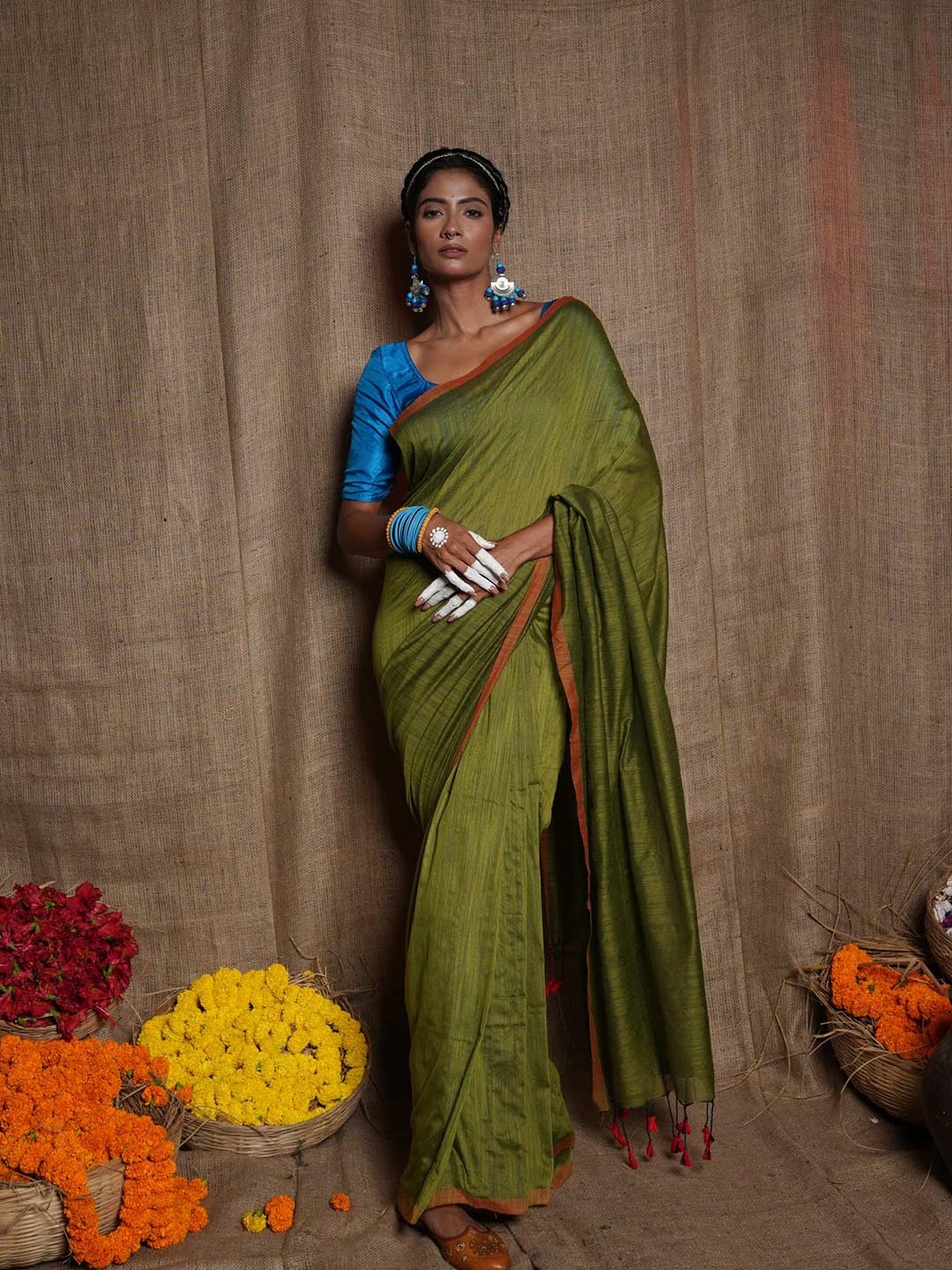 

Unnati Silks Pure Cotton Jamdani Saree, Green
