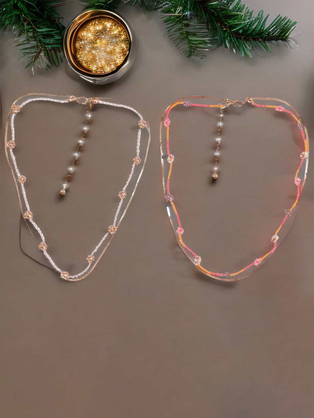 

UNIVERSITY TRENDZ Set Of 2 Gold Plated Pearls Beaded Layered Necklace