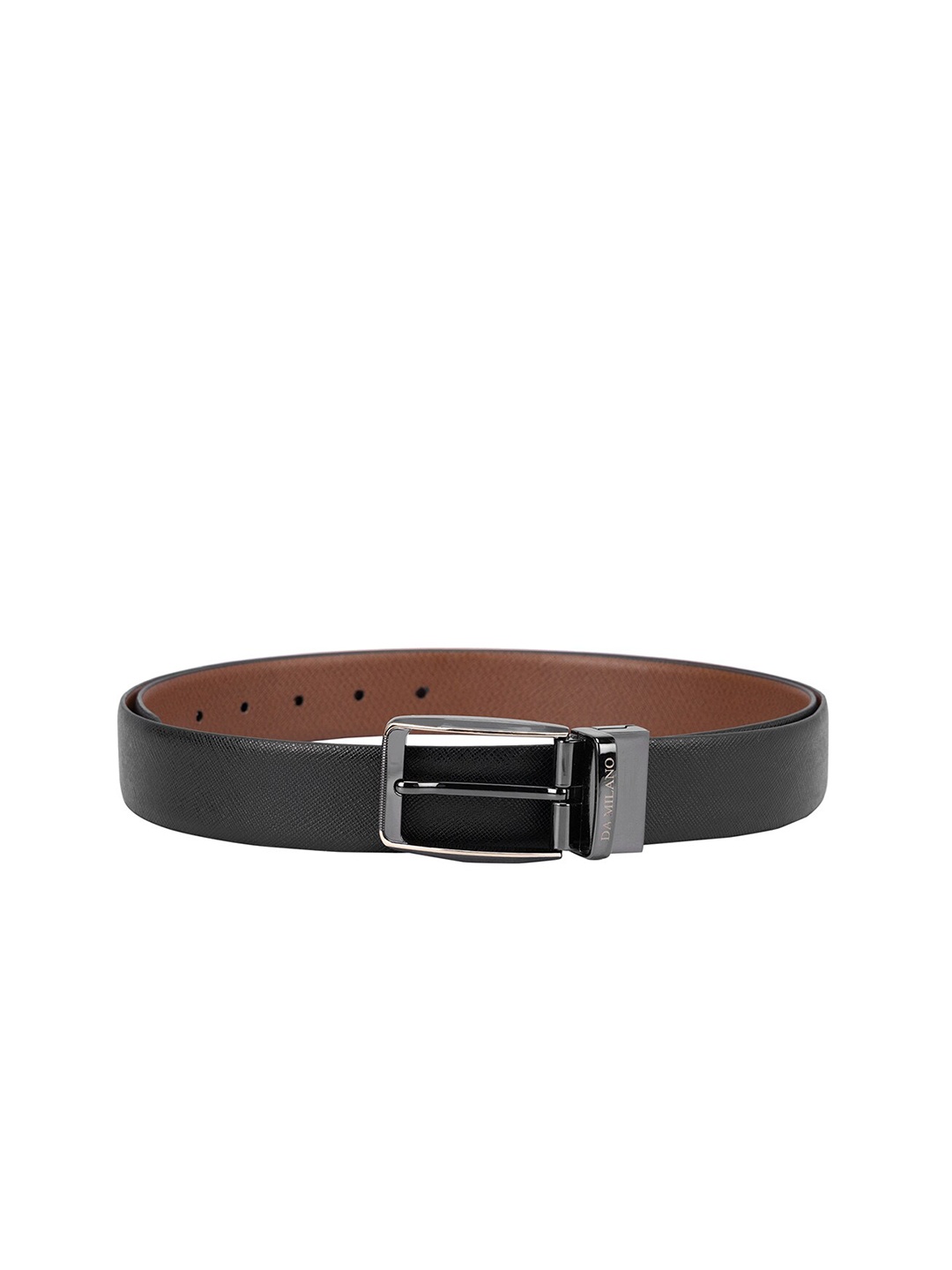 

Da Milano Men Textured Leather Reversible Formal Belt, Black
