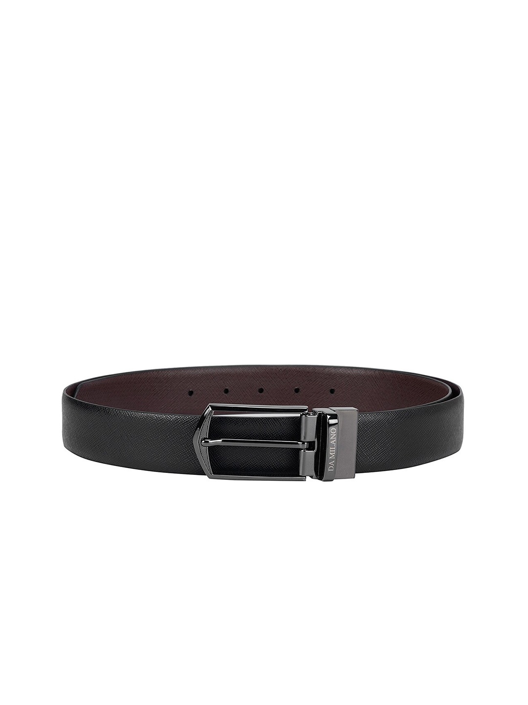 

Da Milano Men Textured Leather Reversible Formal Belt, Black