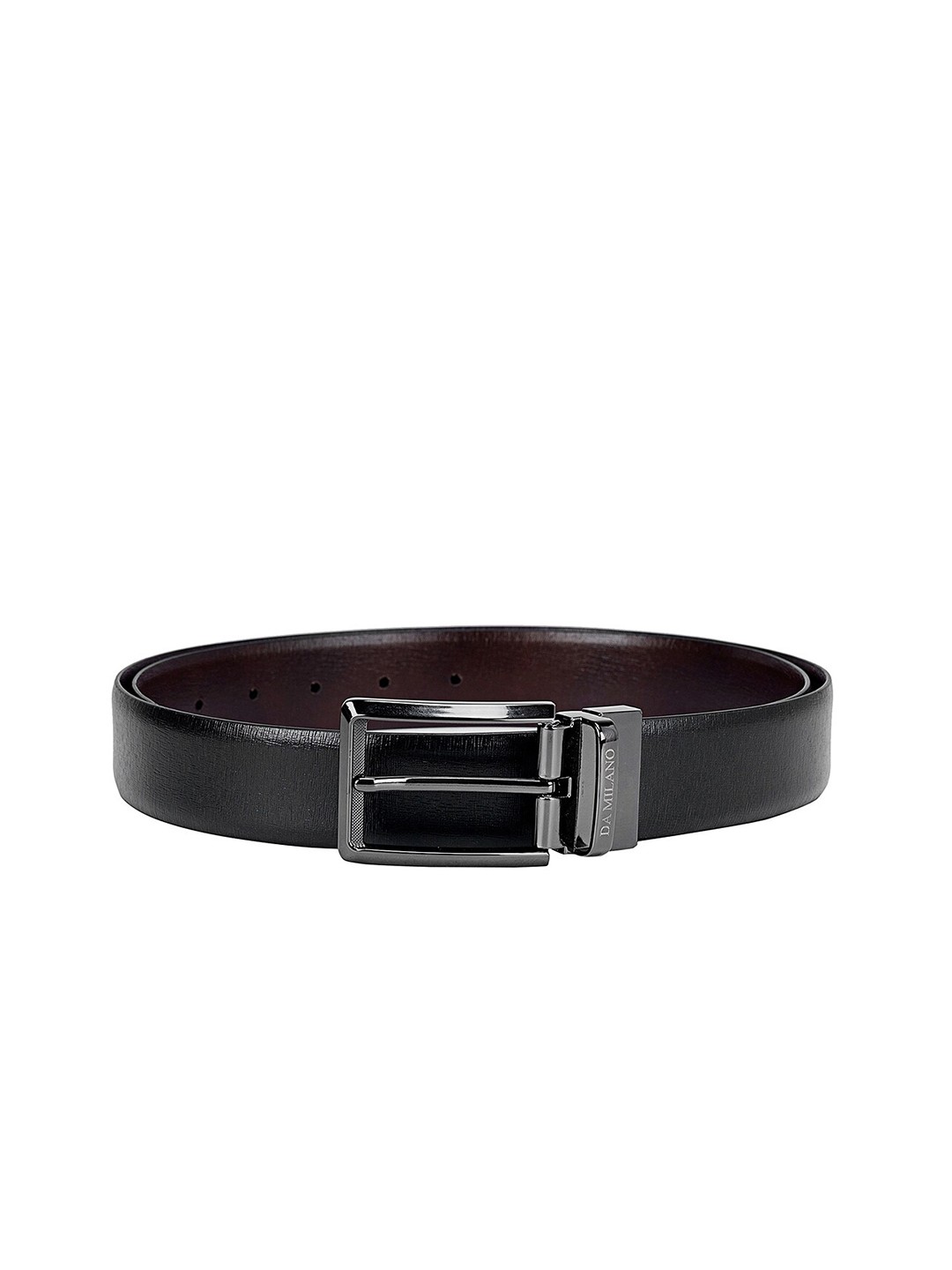 

Da Milano Men Textured Leather Reversible Formal Belt, Black
