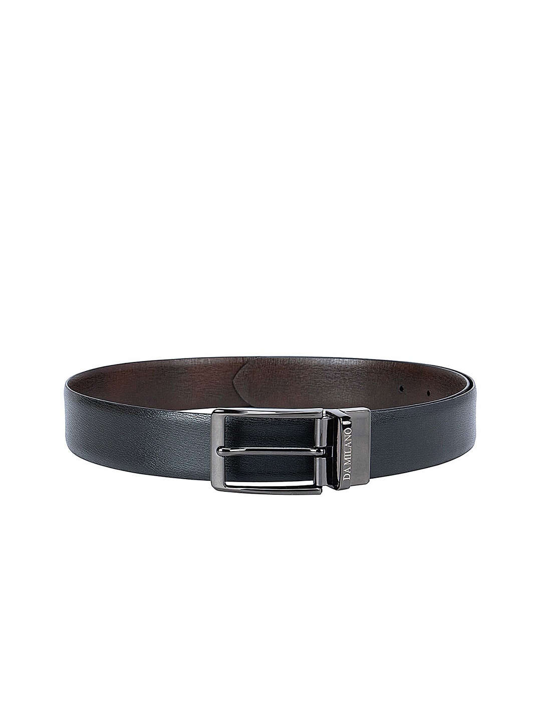 

Da Milano Men Textured Leather Reversible Formal Belt, Black