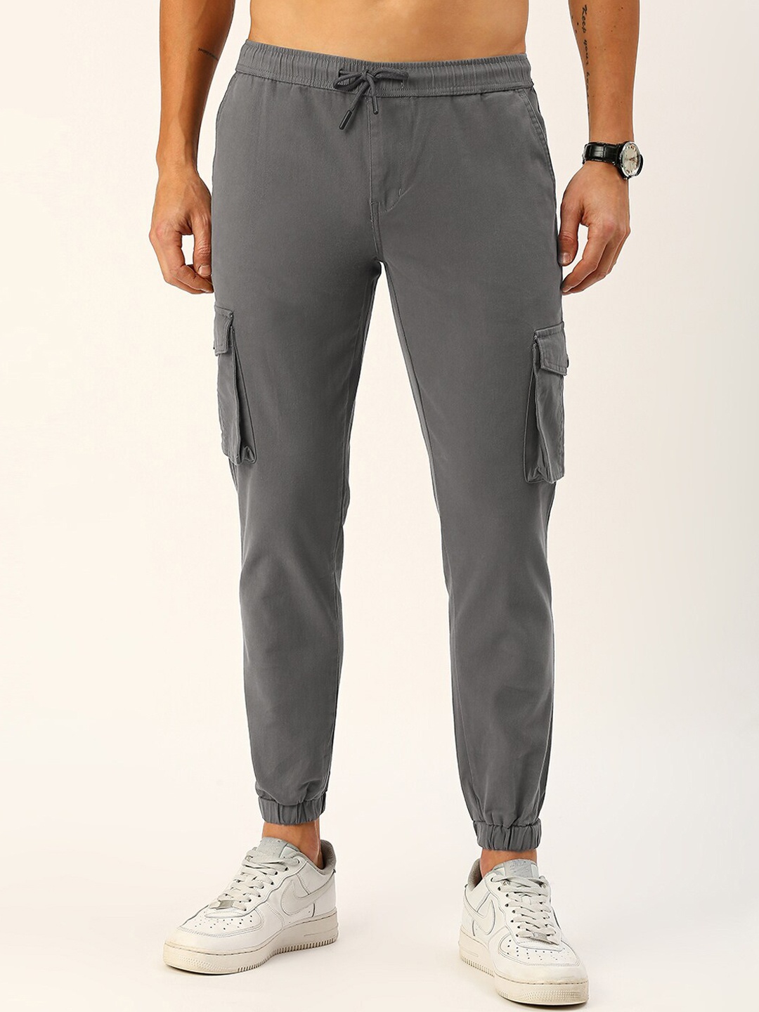 

Provogue Men Cotton Smart Slim Fit Cargos, Grey