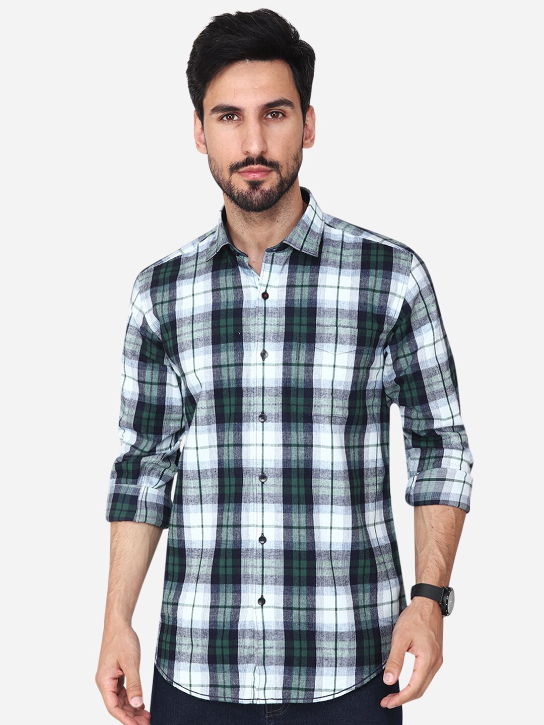 

Steele Classic Tartan Checks Checked Casual Shirt, Green