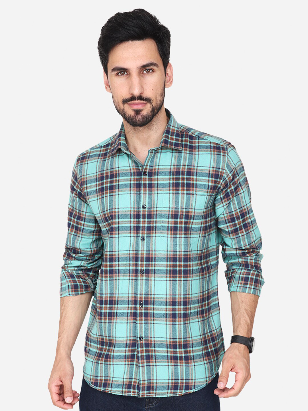 

Steele Classic Tartan Checks Checked Cotton Casual Shirt, Green