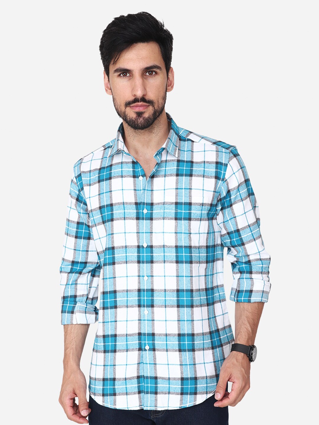 

Steele Classic Regular Fit Tartan Checked Casual Shirt, Blue