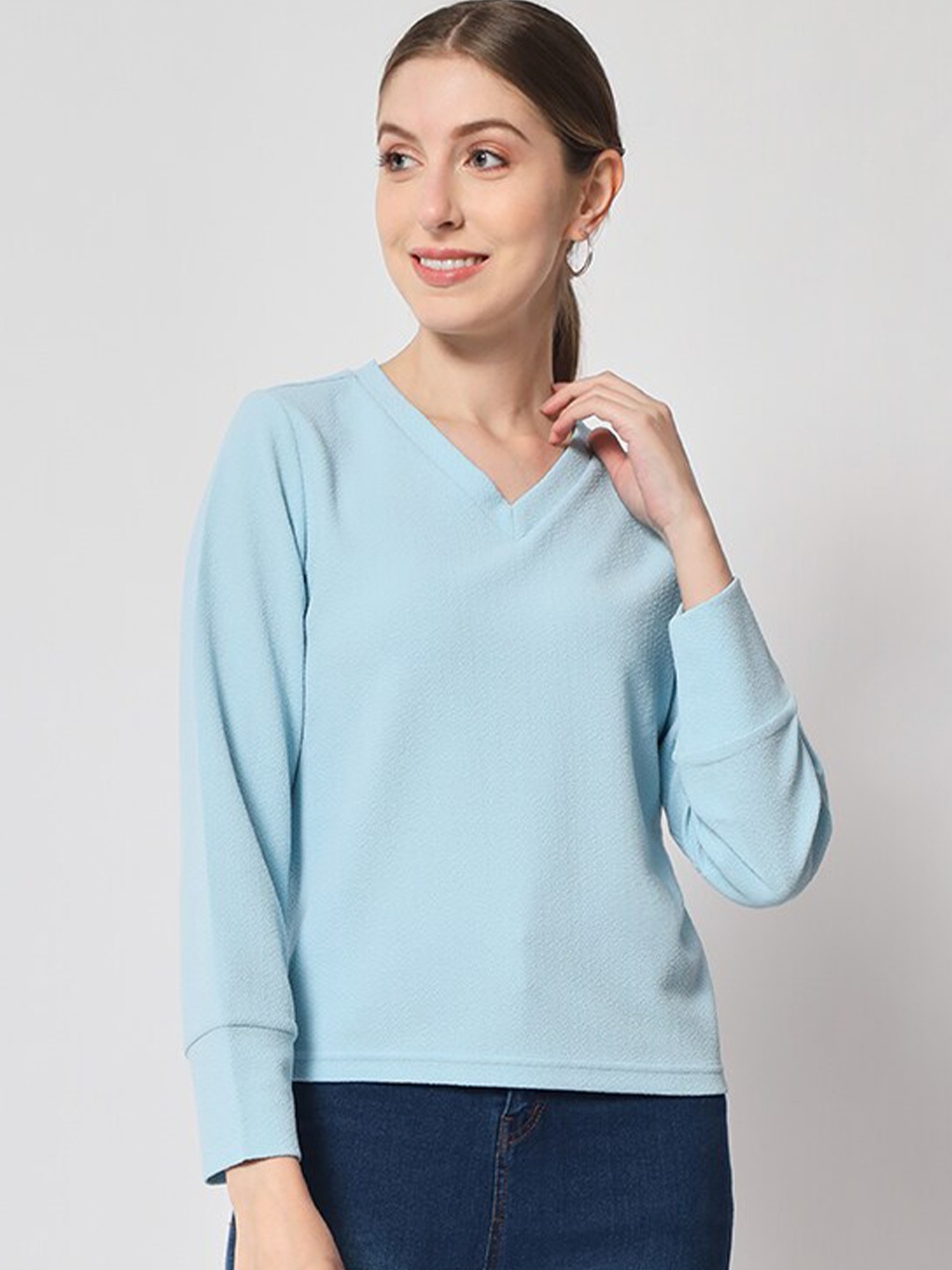 

Chemistry V-Neck Long Sleeves Regular Top, Blue
