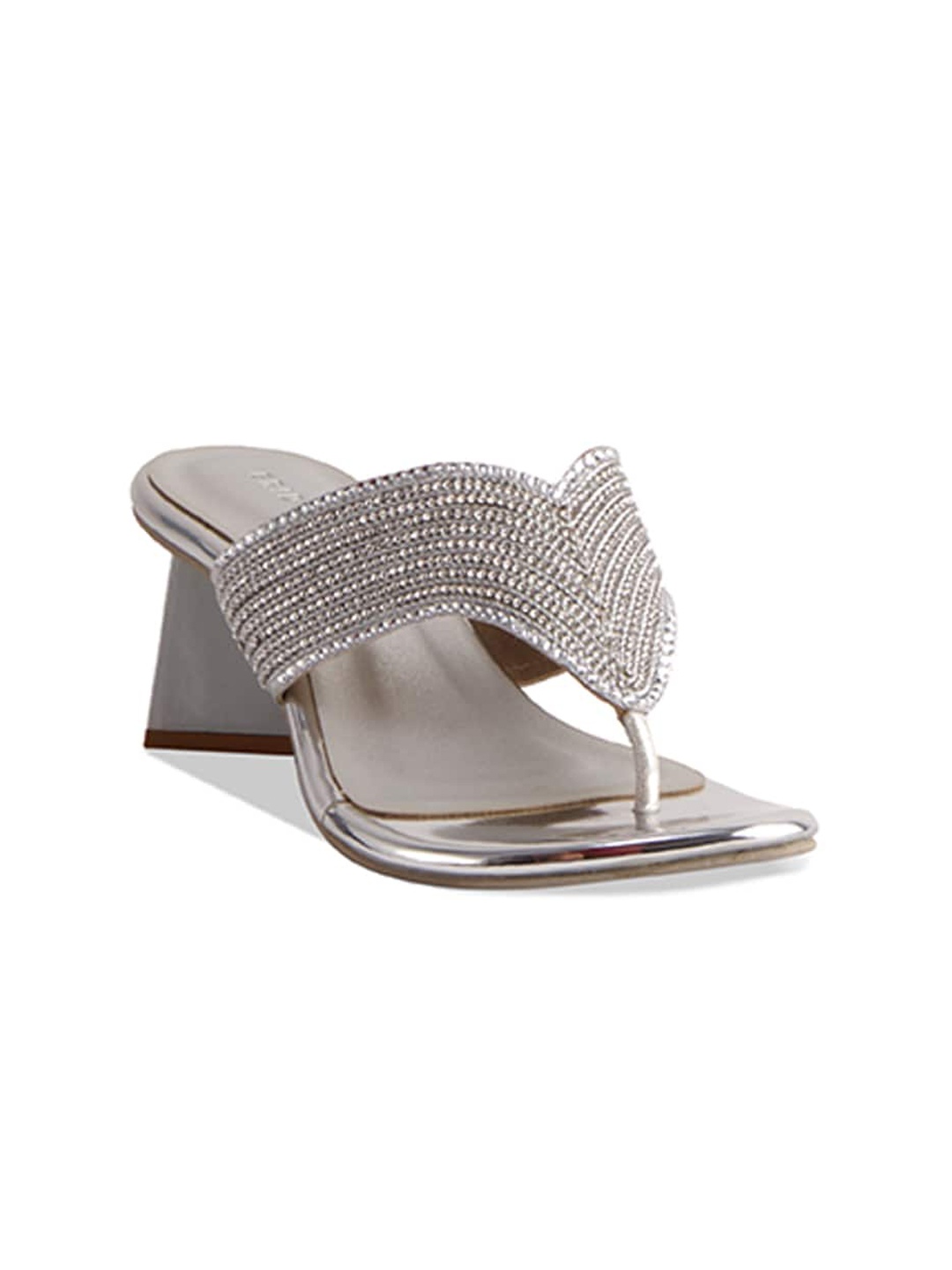 

ERIDANI Hena Embellished Party Block Heels, Silver