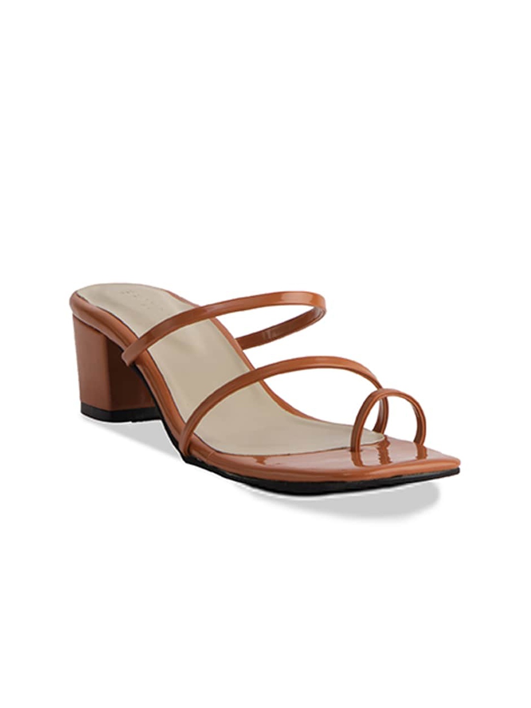 

ERIDANI Elenora One Toe Block Heels, Tan