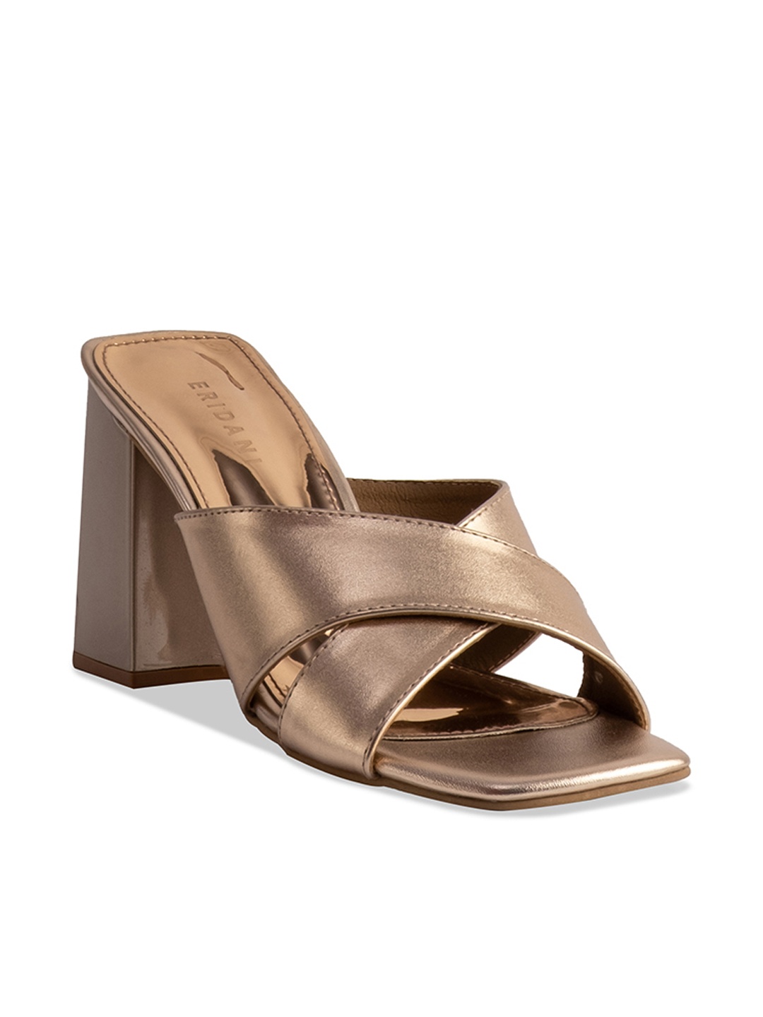 

ERIDANI Delta Cross Strap Block Heels, Rose gold