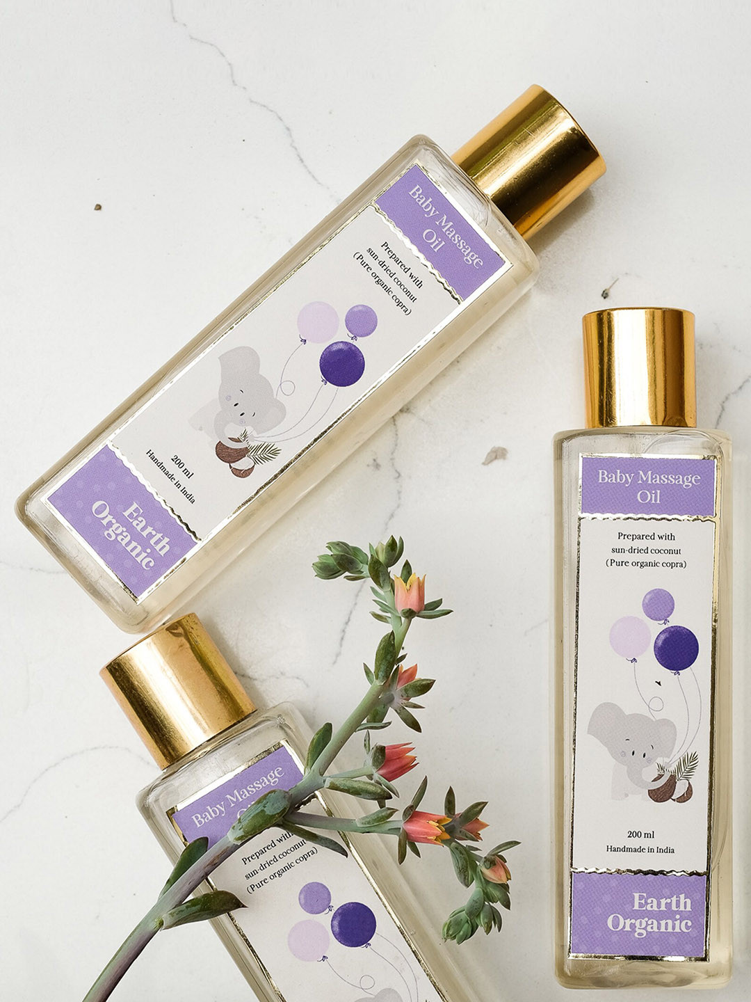 

Earth Organic Set Of 2 100% Ayurvedic & Pure Coconut Baby Massage Oil - 100ml Each, Transparent