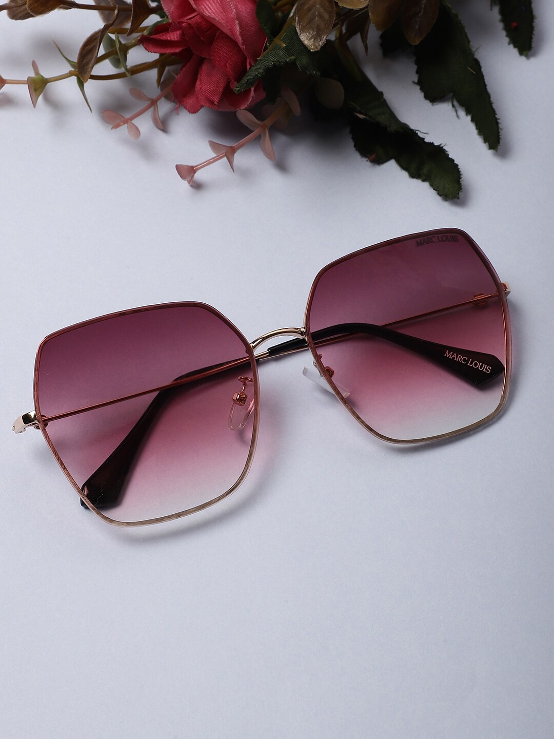 

MARC LOUIS Unisex Lens & Square Sunglasses with UV Protected Lens, Pink